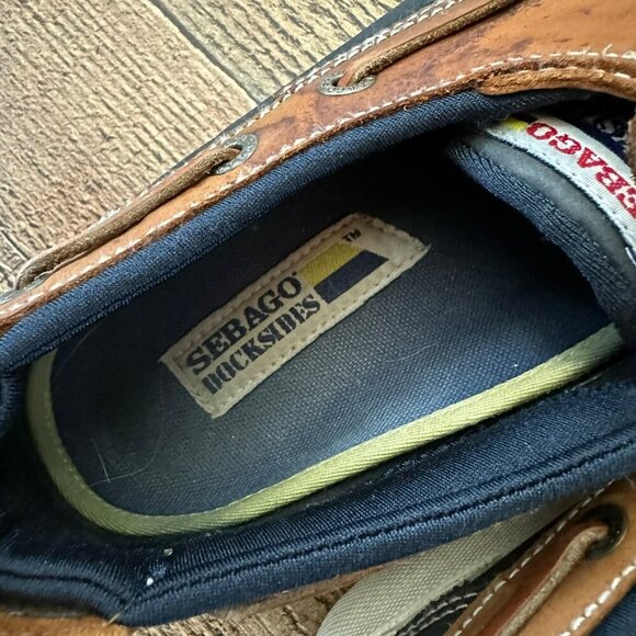 Sebago Docksides Men's Brown/Black Slip On Boat Shoes Size 6 - Picture 9 of 12
